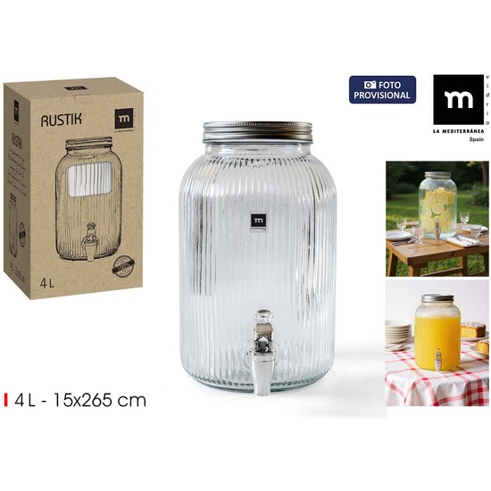 TARRO VIDRIO DISPE.C/GRIFO LINES 4L LA MEDITERRAN image 0