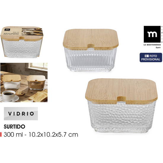 AZUCARERO VIDRIO CUAD.T/BAMBU 2SURT LA MEDITERRAN image 0