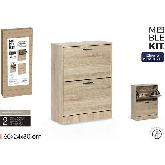 MUEBLE ZAPATERO 2 NIVELES OAK MOBLEKIT image 0