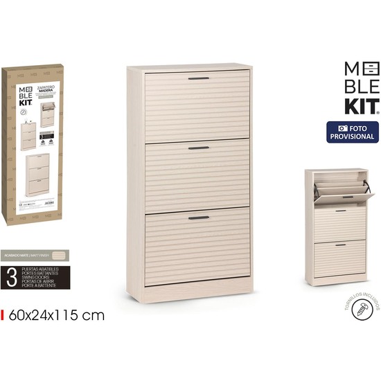 MUEBLE ZAPATERO 3 NIVELES SLAT MOBLEKIT image 0