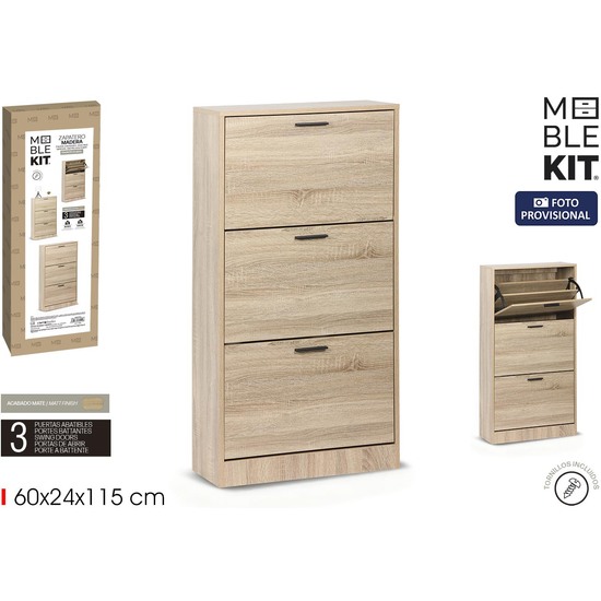 MUEBLE ZAPATERO 3 NIVELES OAK MOBLEKIT image 0