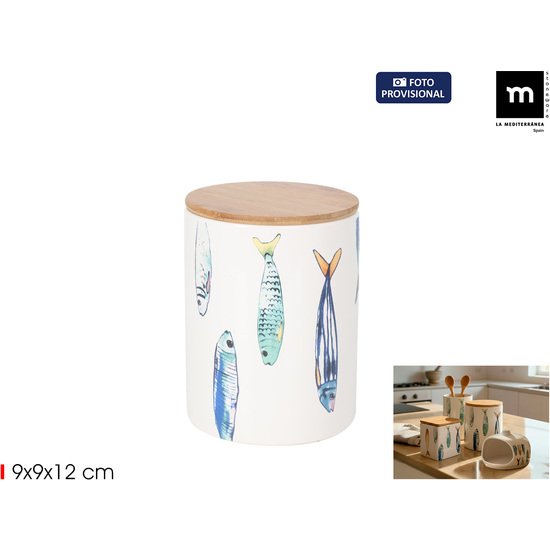 TARRO COCINA 10X13CM C/TAPA BAMBU PEIXE image 0