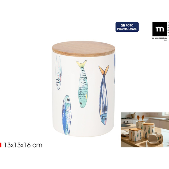 TARRO COCINA 13X16CM C/TAPA BAMBU PEIXE image 0