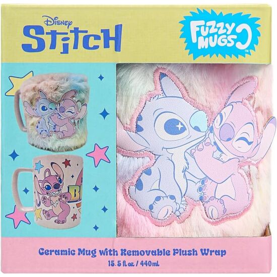 TAZA FUNDA DE PELUCHE ANGEL & STITCH DISNEY 440ML image 1
