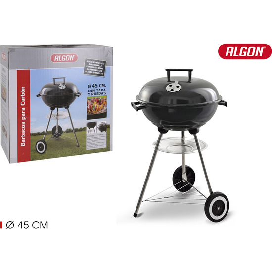 CHARCOAL BARBECUE W/LID 45CM ALGON image 0