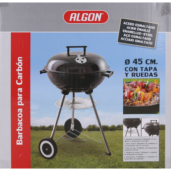 CHARCOAL BARBECUE W/LID 45CM ALGON image 1