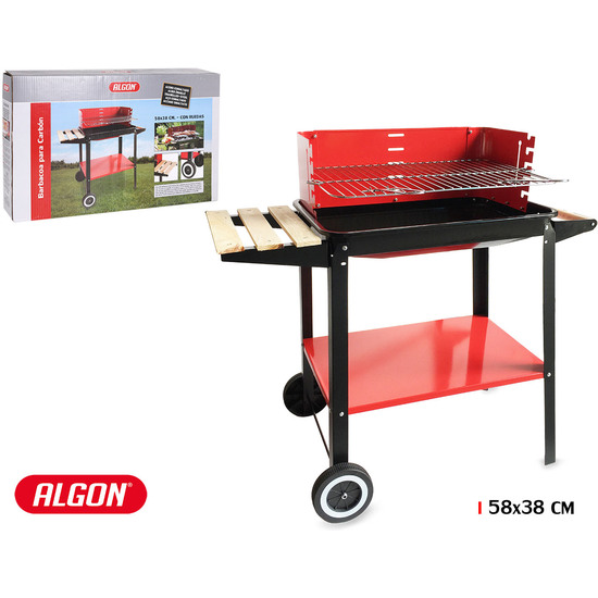 CHARCOAL BARBECUE W/WHEELS 58X38CM ALGON image 0