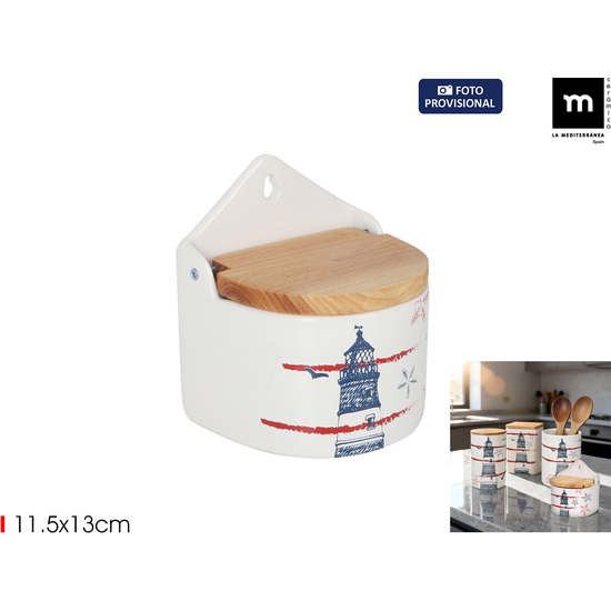 SALERO C/TAPA DE MADERA 11.5X13CM FARO image 0