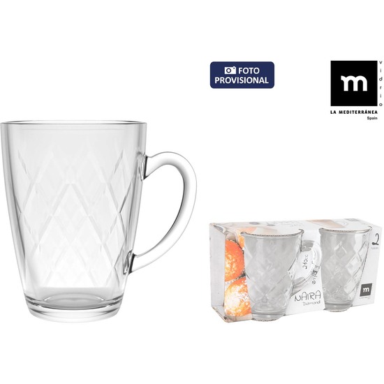 SET 2 TAZAS CAFE C/LECHE 21CL DIAMOND NAIRA MD image 0