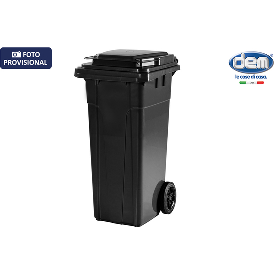 CUBO BASURA CON TAPA 120 LT. NEGRO/VERDE DEM image 0