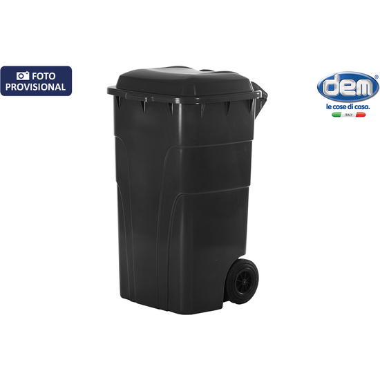 CUBO BASURA CON TAPA 240 LT. NEGRO/VERDE DEM image 0