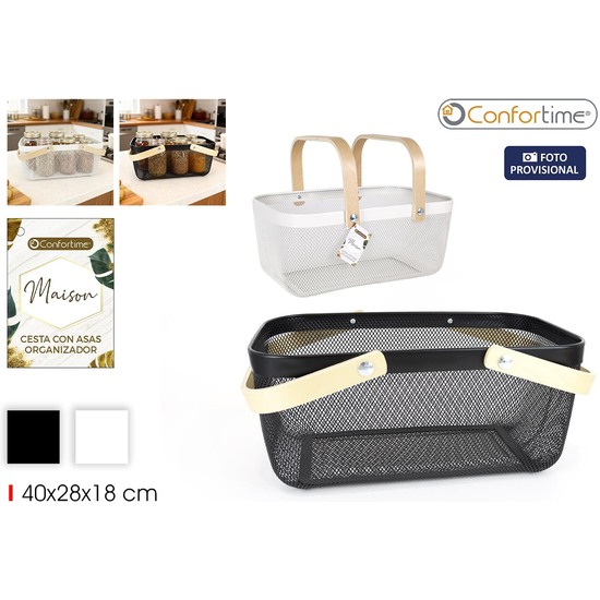 CESTA METAL ORDENAC.RECT.ASA BAMBU CONFORTIME image 0