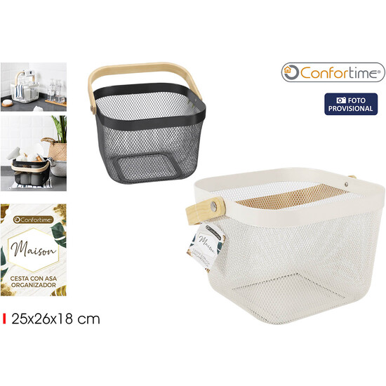 CESTA METAL ORDENAC.CUAD.ASA BAMBU CONFORTIME image 0