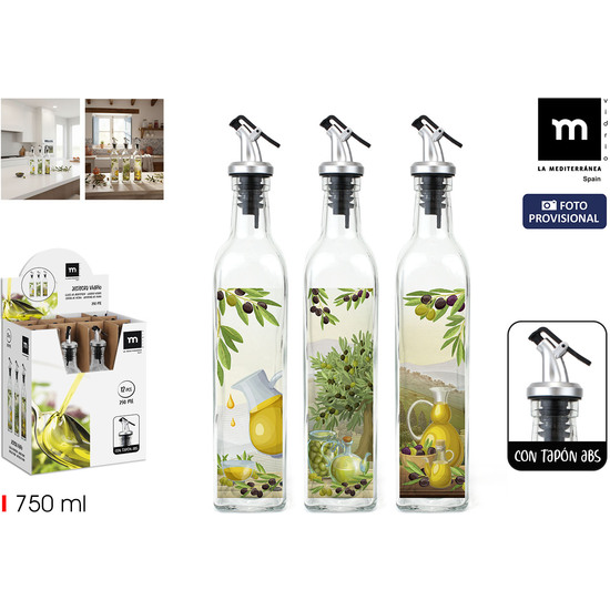 ACEITERA VIDRIO 750ML C/TAPON ABS LA MEDITERRANEA image 0