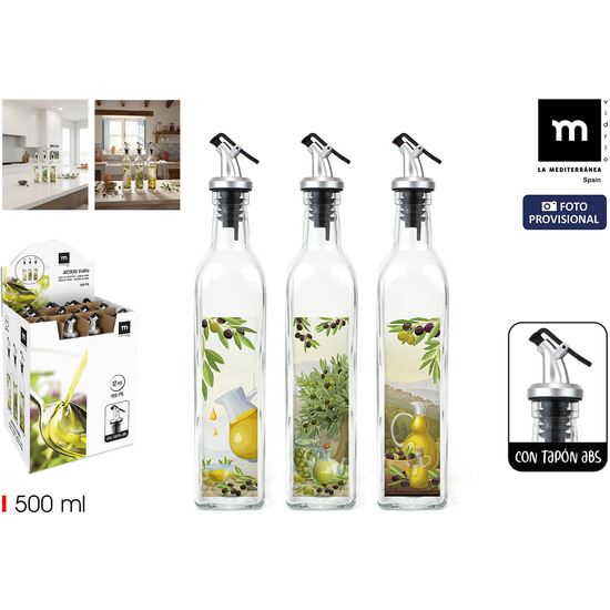 ACEITERA VIDRIO 500ML C/TAPON ABS LA MEDITERRANEA image 0