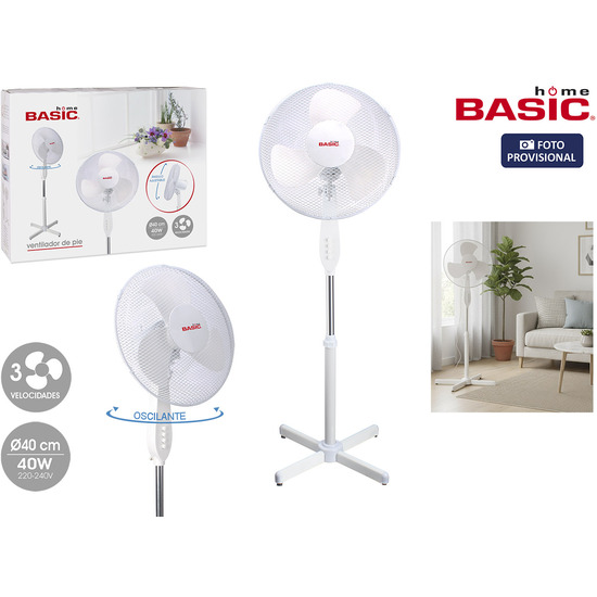 VENTILADOR DE PIE 3 VELOCIDADES 40W BASIC HOME image 0