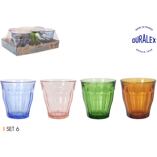 SET 6 VASOS 25CL 4 COLORES PICARDIE image 0