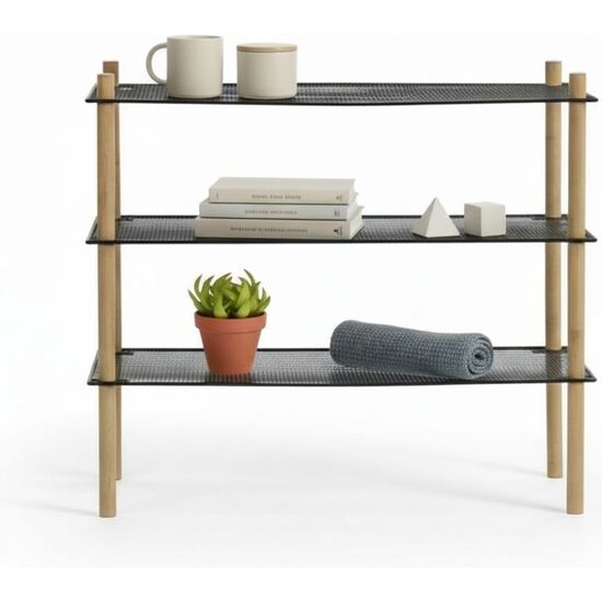 ESTANTERIA METALBAMBU RECT.3 NIVEL MOBLEKIT image 0