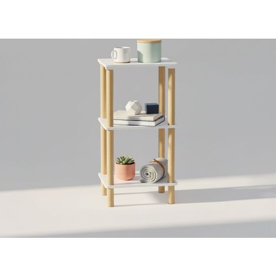 ESTANTERIA MADERA CUADR.3 NIV.WHITE MOBLEKIT image 0