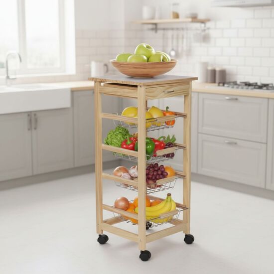 CARRITO VERDULERO 4 NIVELES C/CAJON MOBLEKIT image 0