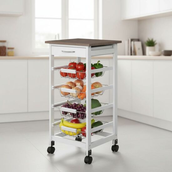 CARRITO VERDULERO 4 NIVELES C/CAJON MOBLEKIT image 0