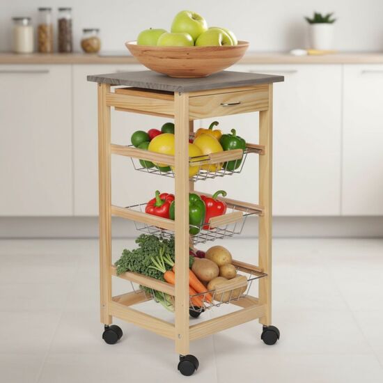 CARRITO VERDULERO 3 NIVELES C/CAJON MOBLEKIT image 0