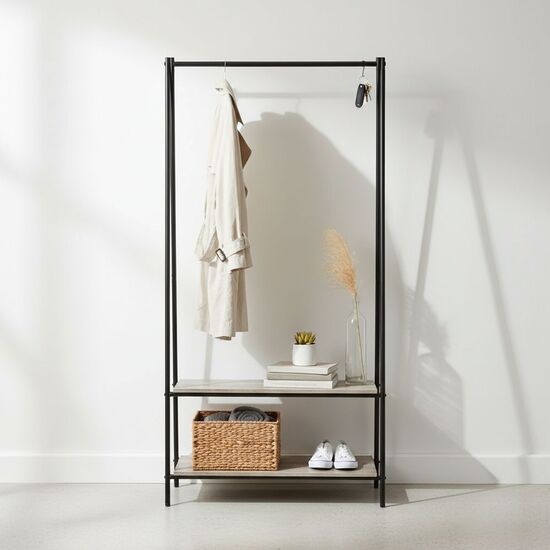 PERCHERO METAL MADERA 2 NIV.NEGRO CONFORTIME image 0