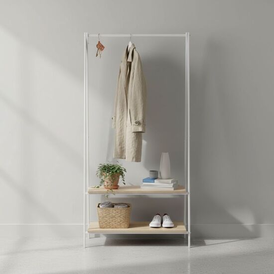 PERCHERO METAL MADERA 2 NIV.BLANCO CONFORTIME image 0