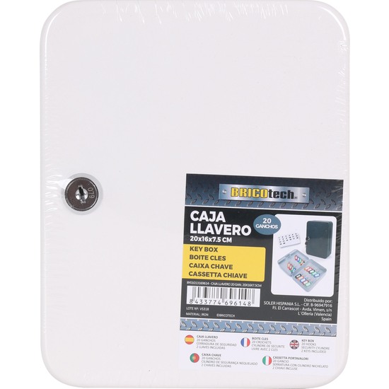 20 HOOK KEY BOX 20X16X7.5CM BRICOTECH image 1