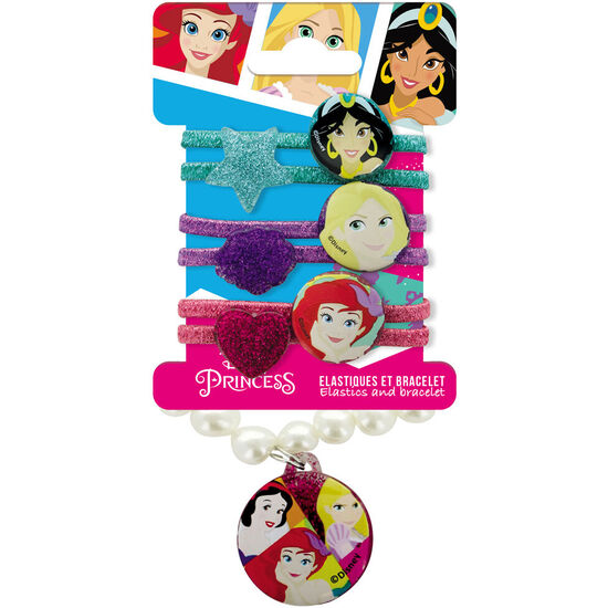 BLISTER 6 GOMAS DE PELO + PULSERA PRINCESAS DISNEY image 2