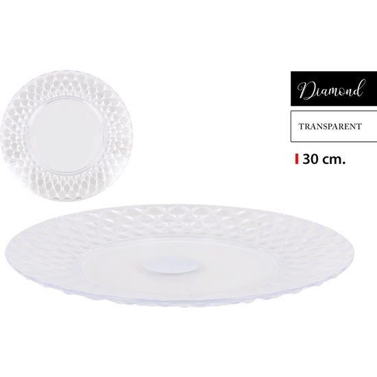 ROUND SERVING PLATTER 30CM PS TRANSP DIAMON image 0