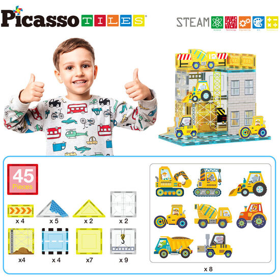 BLOQUES MAGNETICOS + 8 VEHICULOS image 1