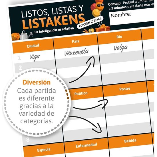 JUEGO MESA LISTOS LISTAS Y LISTAKENS ESPAÃ±OL image 2