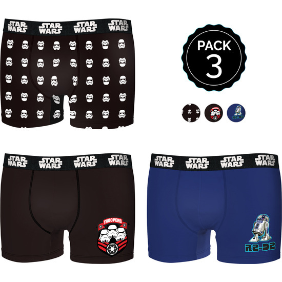 SET DE 3 BOXERS INFANTIL STAR WARS - DISEÑOS VARIADOS image 0