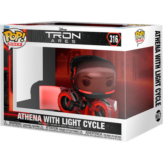 FIGURA POP RIDES DISNEY TRON ARES ATHENA WITH LIGHT CYCLE image 1