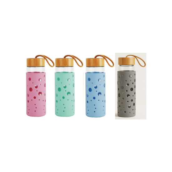 BOTELLA AGUA VIDRIO/SILICONA 580ML BEWINNER image 0