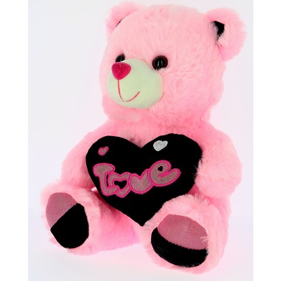 OSO ROSA 45CM CORAZÓN NEGRO LOVE image 0