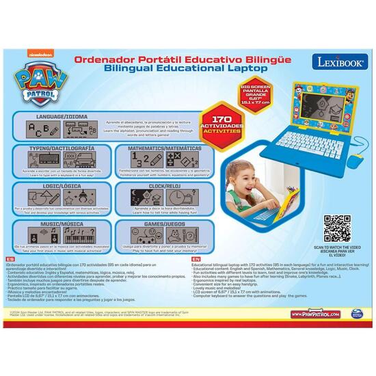PAW PATROL PORTÁTIL EDUCATIVO BILINGÜE CON 170 ACTIVIDADES (85 EN CADA IDIOMA) PANTALLA DE 6,7" ES/ES image 8