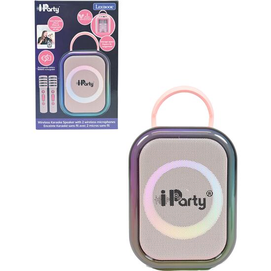 KARAOKE BLUETOOTH ROSA CON 2 MICRÓFONOS INALÁMBRICOS image 0