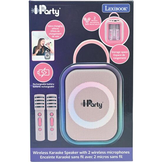 KARAOKE BLUETOOTH ROSA CON 2 MICRÓFONOS INALÁMBRICOS image 6