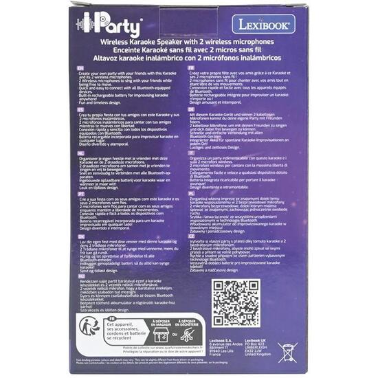 KARAOKE BLUETOOTH ROSA CON 2 MICRÓFONOS INALÁMBRICOS image 8