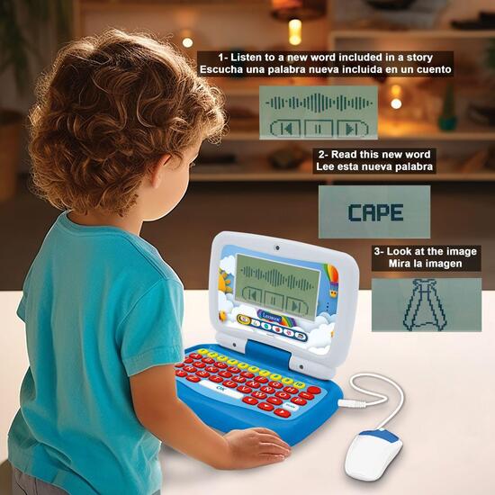PORTÁTIL EDUCATIVO PARLANTE BILINGÜE CON 40 ACTIVIDADES DIVIDIDAS EN 6 CATEGORÍAS, INCLUIDOS 3 CUENTOS ANIMADOS Y 1 MÉTODO DE APRENDIZAJE DE LECTURA (EN/ES) image 4