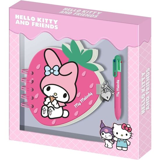 DIARIO + BOLIGRAFO FRESA MY MELODY HELLO KITTY AND FRIENDS image 0