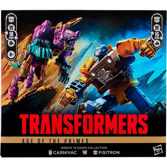 SET 2 FIGURAS FISITRON & CARNIVAC TRANSFORMERS AGE OF THE PRIMES 14CM image 1