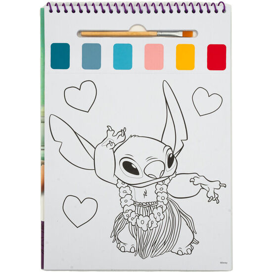 LIBRO DIBUJO + ACUARELAS Y PINCEL STITCH DISNEY image 1