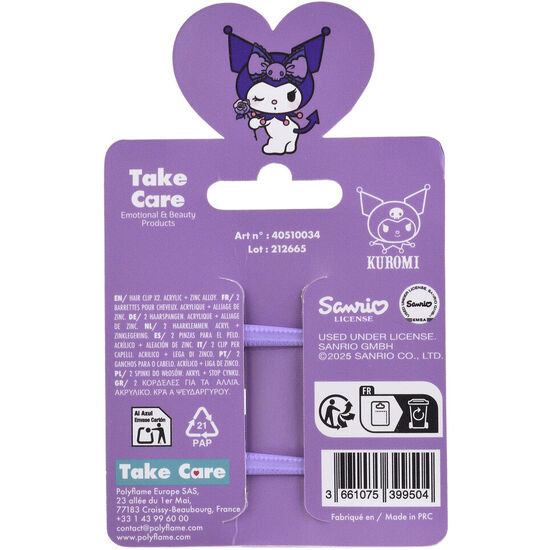 BLISTER 2 PINZAS PELO KUROMI HELLO KITTY image 1