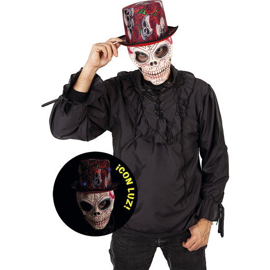 SOMBRERO COPA SKULLS & ROSES CON LUZ image 0