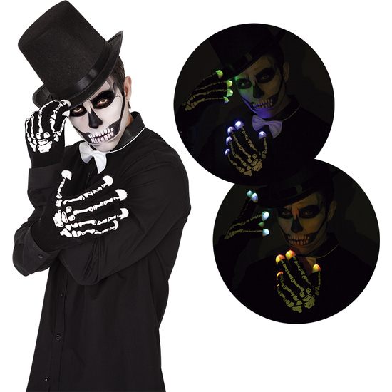 GUANTES ESQUELETO CON LUZ image 0