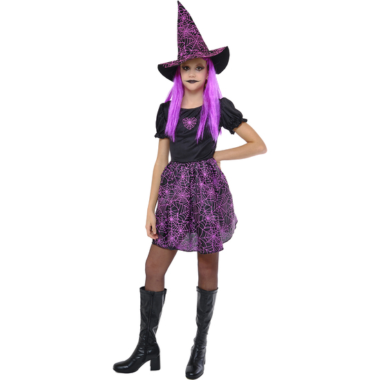 DISFRAZ BRUJA SPIDERWEB NEON ROSA INF image 0