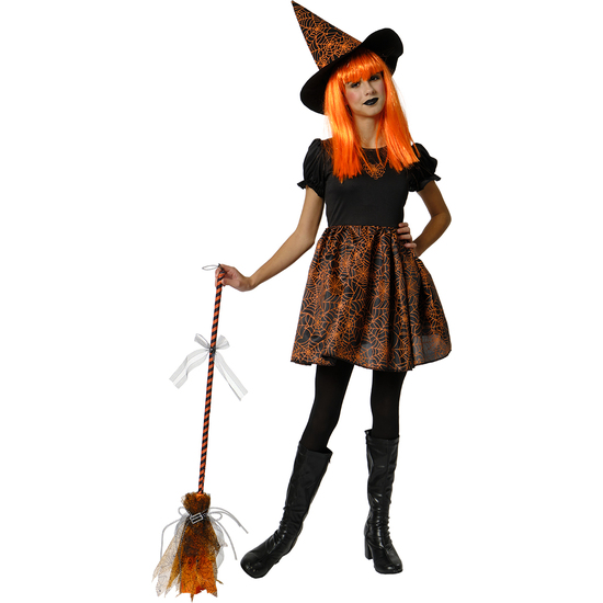 DISFRAZ BRUJA SPIDERWEB NEON NARANJA INF image 0